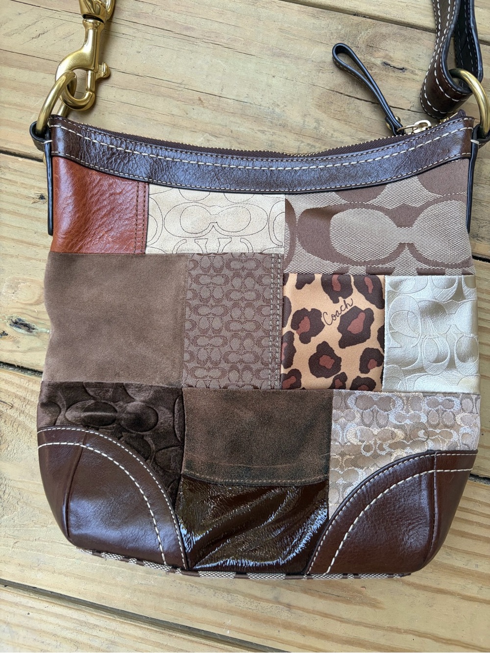 Coach Patchwork Brown Multi-Color Women’s Shoulder Bag - Picture 6 of 15